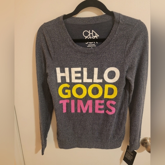 Chaser Sweatshirt womens Small Gray HelloGoodTimes Pullover Soft NWT - Picture 1 of 8
